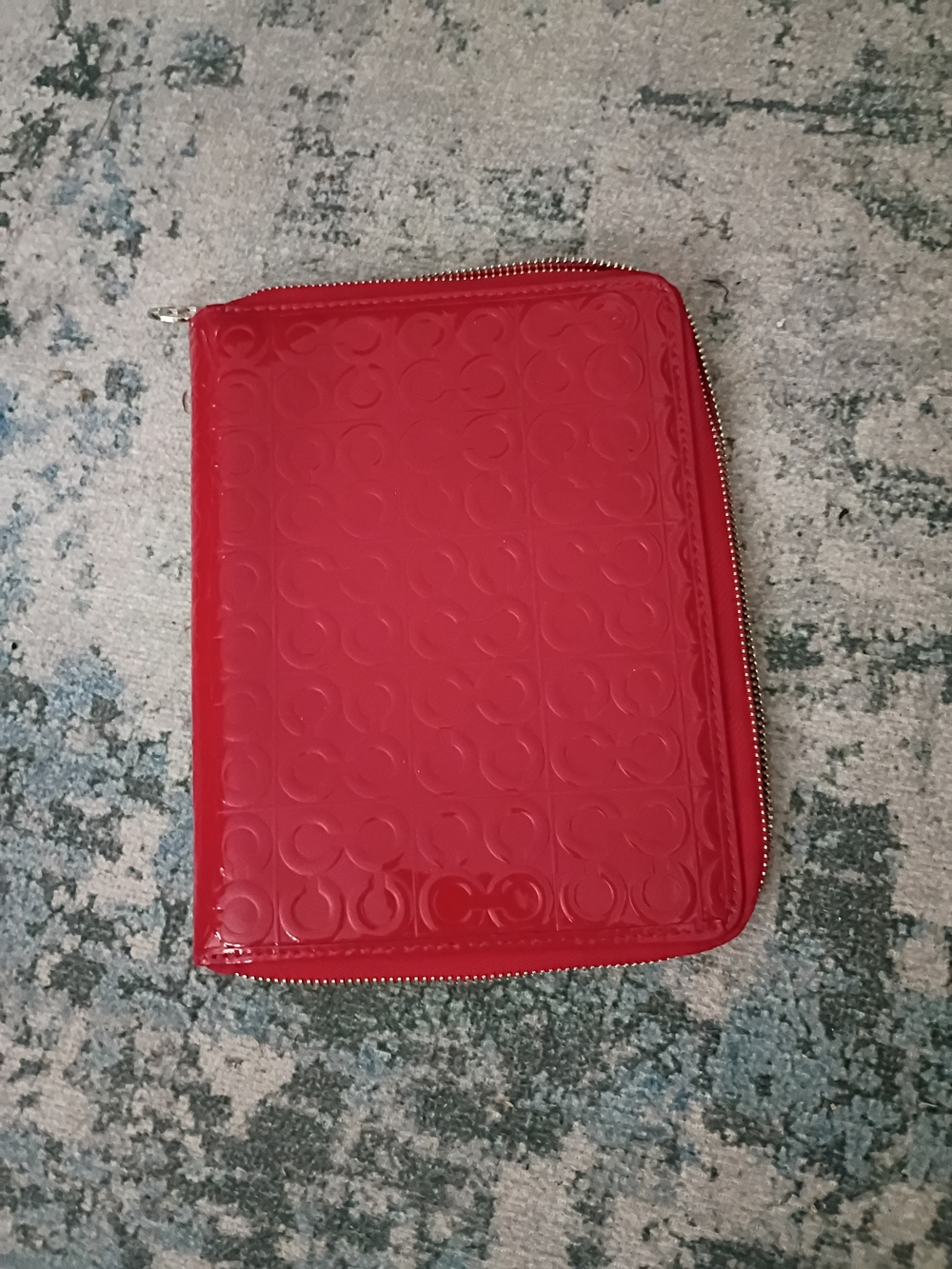 Coach Red Patent Zip Notebook Case